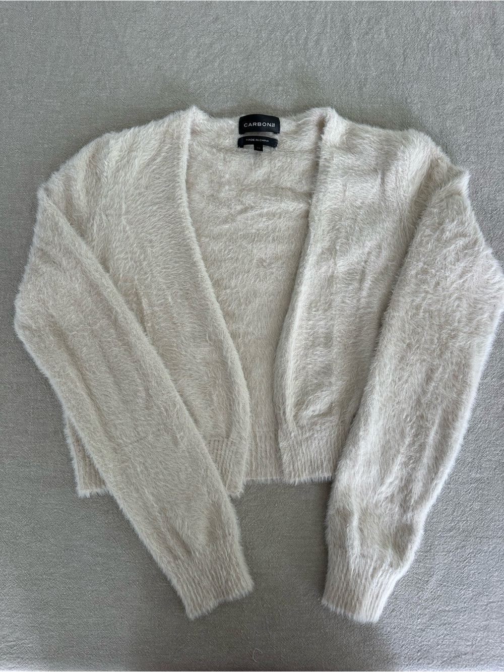 Ultra Soft Carbon38 Cream Fuzzy Open-Front Women's Sweater Cardigan